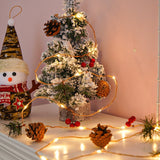 Instalatie Craciun cu baterii, 2 metri, 20 LED-uri tip ace si conuri de pin simple, Alb Cald, Vivimall - vivimall.ro