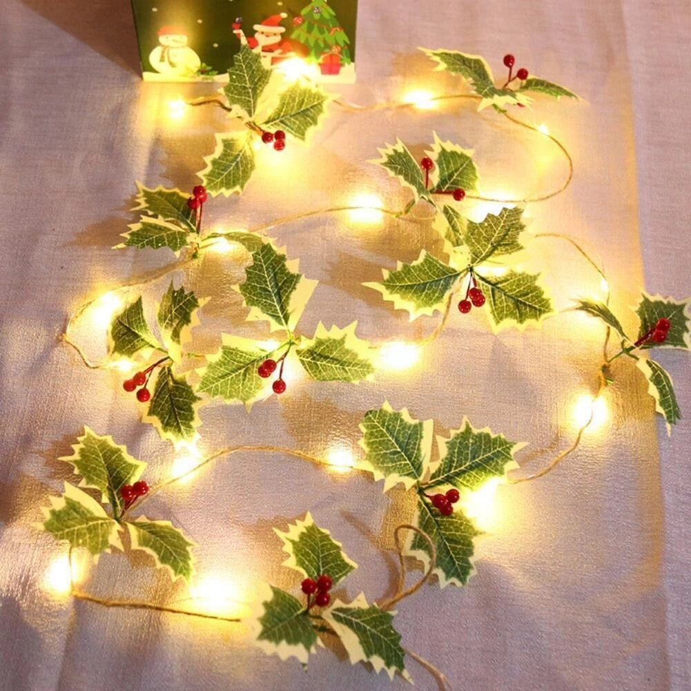 Instalatie Craciun Cu Baterii, 2 Metri, 20 Led-Uri Tip Fructe Rosii