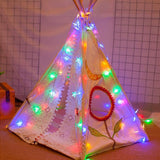 Instalatie Craciun, Vivimall, 3.5 M, 30 de LED-uri, Model cu Stelute, Tip Liniara, cu Baterii 3 x AA, Interior/Exterior, Multicolor - vivimall.ro