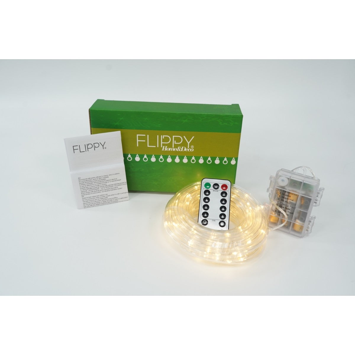 Instalatie Craciun Furtun Luminos Vivimall, 10 m, 100 LED-uri, Alb Cald, Baterii - vivimall.ro