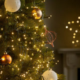 Instalatie de Craciun liniara Yoto, 17 m, din care 1 m cablu priza 220V, 200 LED, 8 jocuri de lumini, beculet in 6 colturi, pentru interior, controler, fir negru, alb cald - vivimall.ro