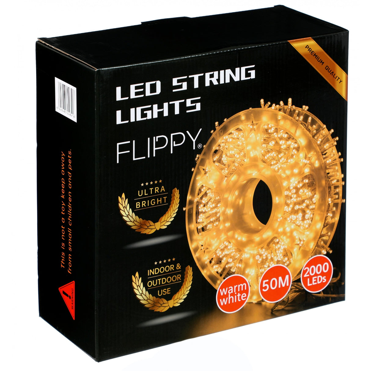 Instalatie Craciun liniara, fir transparent, cu transformator, 50m, alb cald, 2000 LED-uri, 8 jocuri de lumini, Vivimall - vivimall.ro