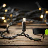 Instalatie Craciun Profesionala de Exterior IP65, 40 m, 960 Led-uri Mari ,Franjuri, Alb cald, Flash, Alimentator de 1.5m, Interconectabila, Fir Negru Cauciucat, 220v, Vivimall - vivimall.ro