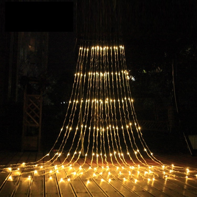 Instalatie Craciun Profesionala de Exterior IP65, Tip Perdea, 8m x 5m, 4000 Led-uri Mari, Alb cald, cu flash, Alimentator si prelungitor 6,5 m, Interconectabila, Fir negru, Vivimall - vivimall.ro