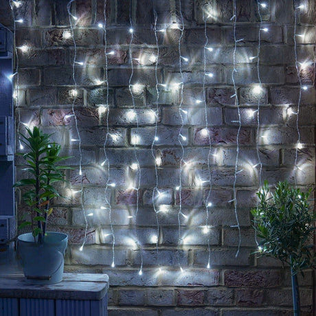 Instalatie Craciun, Tip Perdea, 1 m x 1 m, 60 LED-uri, Alb Rece, Controler, 8 jocuri de lumini, Interconectabila, Fir transparent, Interior/ Exterior, Vivimall - vivimall.ro