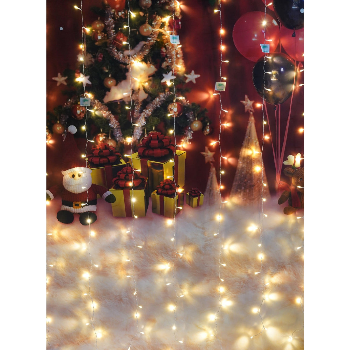 Instalatie Craciun, Tip Perdea, IP44, 10 m x 2 m, 1200 LED-uri, Alb cald, 8 jocuri de lumini, Transformator, Interconectabila, Prelungitor 5 m inclus, Fir transparent, Interior/ Exterior, Vivimall - vivimall.ro