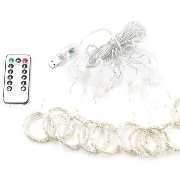 Instalatie Craciun, Tip Perdea IP44, 3m x 1m, 100 Led-uri, Multicolor, USB si telecomanda cu 8 functii, Vivimall - vivimall.ro
