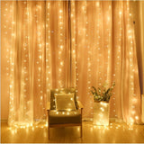 Instalatie Craciun, Tip Perdea, IP44, 4 m x 2 m, 480 LED-uri, Alb cald, cu flash, Transformator cu telecomanda, Interconectabila, Prelungitor 5 m inclus, Fir transparent, Interior/ Exterior, Vivimall - vivimall.ro