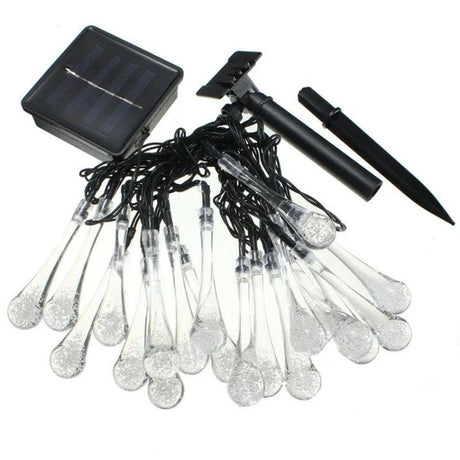 Instalatie Craciun, Tip Picaturi, 30 Led-uri, 6.5 metri, Multicolor, Energie solara, Senzor de lumina, Vivimall - vivimall.ro