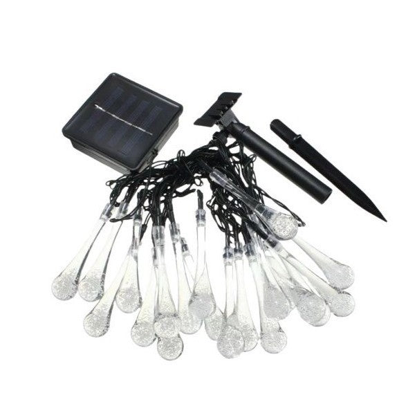Instalatie Craciun, Tip Picaturi, 30 Led-uri, 6.5 metri, Multicolor, Energie solara, Senzor de lumina, Vivimall - vivimall.ro