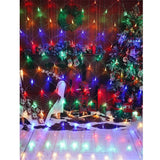Detaliu conectori și fir transparent anti-îngheț instalație plasă LED multicolor Crăciun