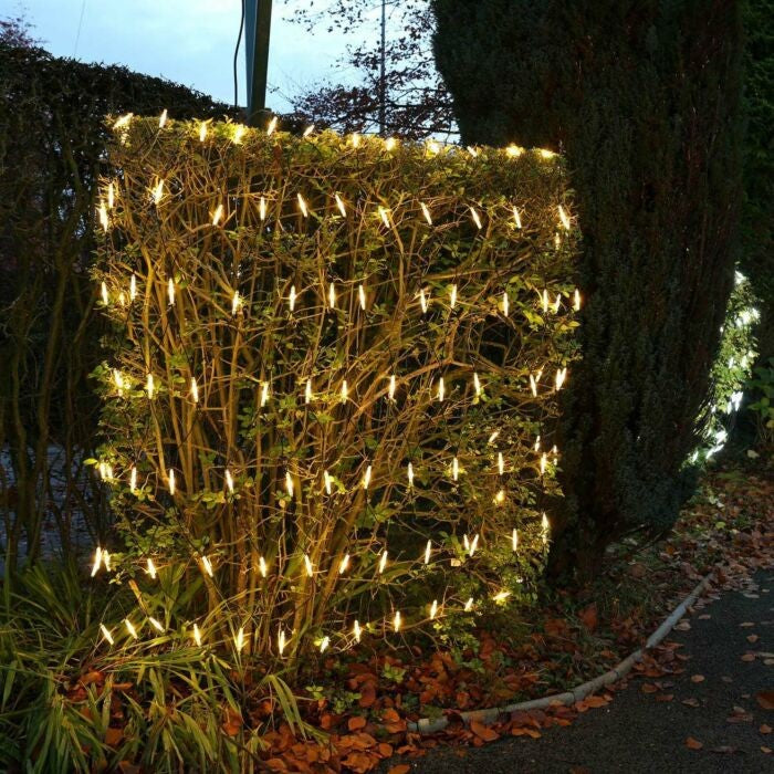 Instalatie Craciun tip plasa, cu transformator 31V, 1.5 m x 1.5 m, Alb Cald, 120 LED-uri V5, 8 jocuri de lumini, fir verde, Vivimall - vivimall.ro