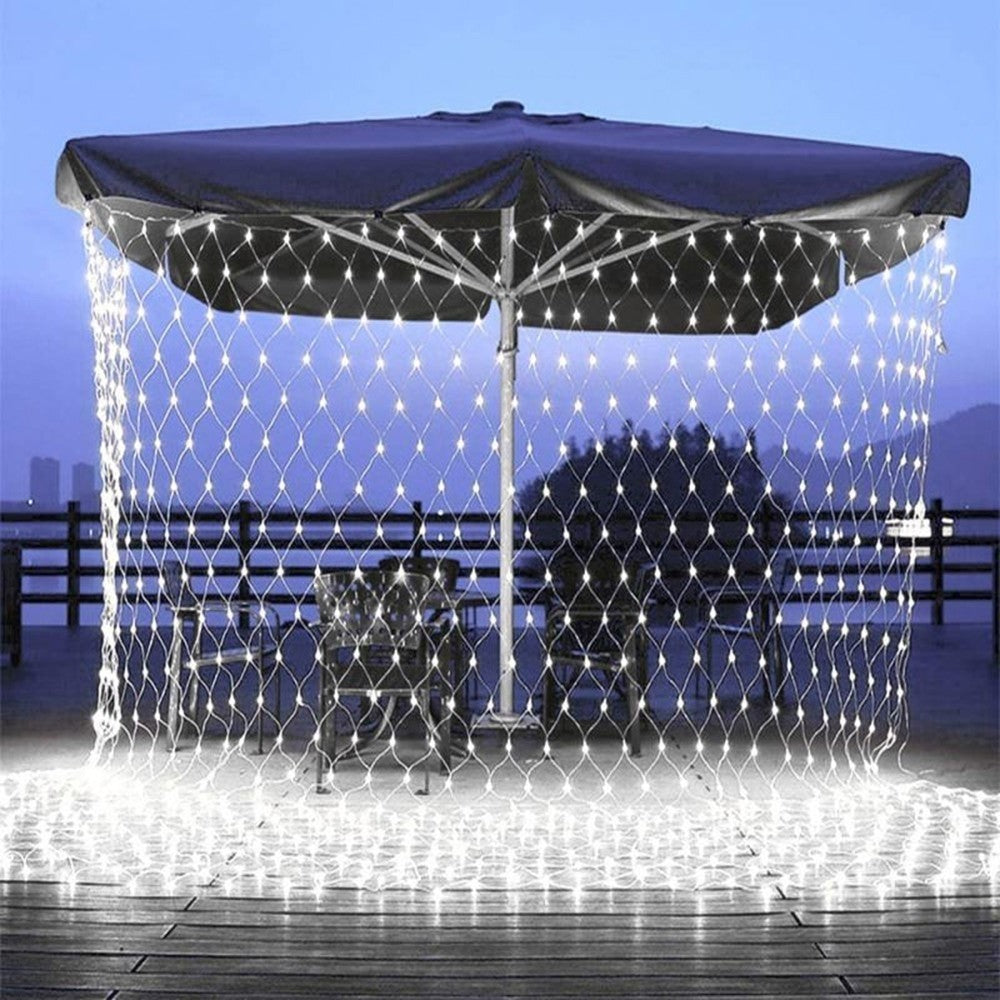 Instalatie Craciun, Tip Plasa, Ip 44, 400 Led-Uri, Alb Rece, 8 Jocuri De Lumini, Transformator Cu Telecomanda, Interconectabila, Prelungitor 5 M Inclus, Fir