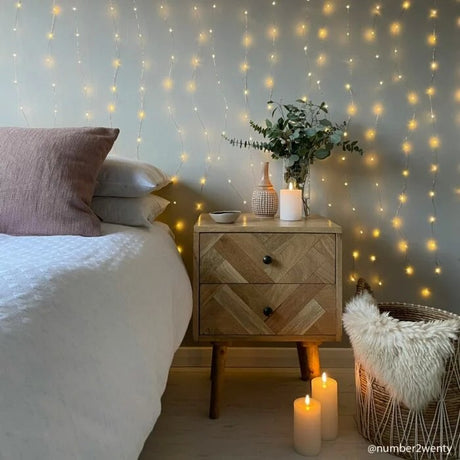 Instalatie Craciun Tip Turturi, IP44, 5 m, 143 Led-uri, Alb cald, 8 jocuri de lumini, 31V, Interconectabila, Prelungitor 3 m inclus, Fir Cupru, Vivimall, Interior/Exterior - vivimall.ro