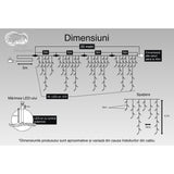 Instalatie Craciun Turturi, Ip44, 20 M, 572 Led-Uri,Perdea Franjurata, 8 Jocuri De Lumini, Transformator 31 V, Putere 9 W, Interconectabila, Interior/Exterior, Prelungitor 5 M Inclus, Fir Negru