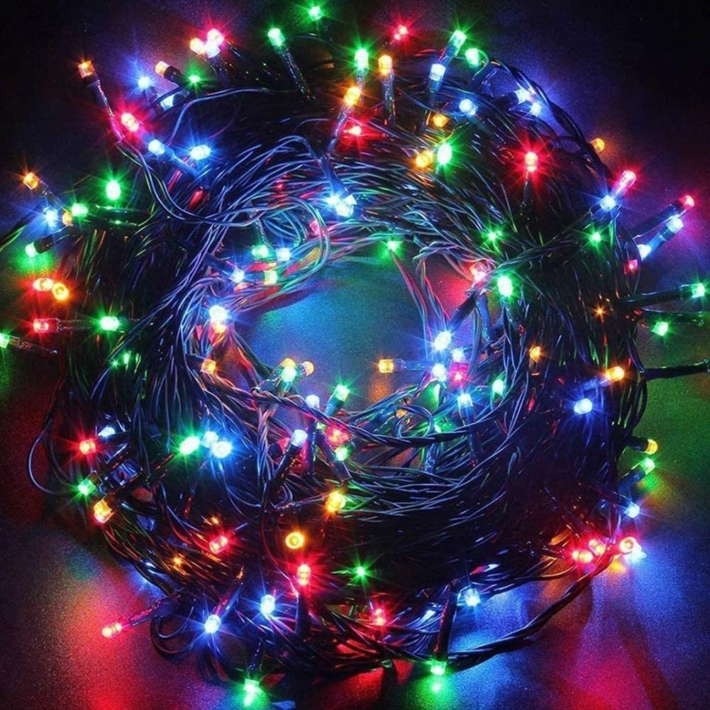 Instalatie Craciun Turturi, Ip44, 20 M, 572 Led-Uri,Perdea Franjurata, 8 Jocuri De Lumini, Transformator 31 V, Putere 9 W, Interconectabila, Interior/Exterior, Prelungitor 5 M Inclus, Fir Negru