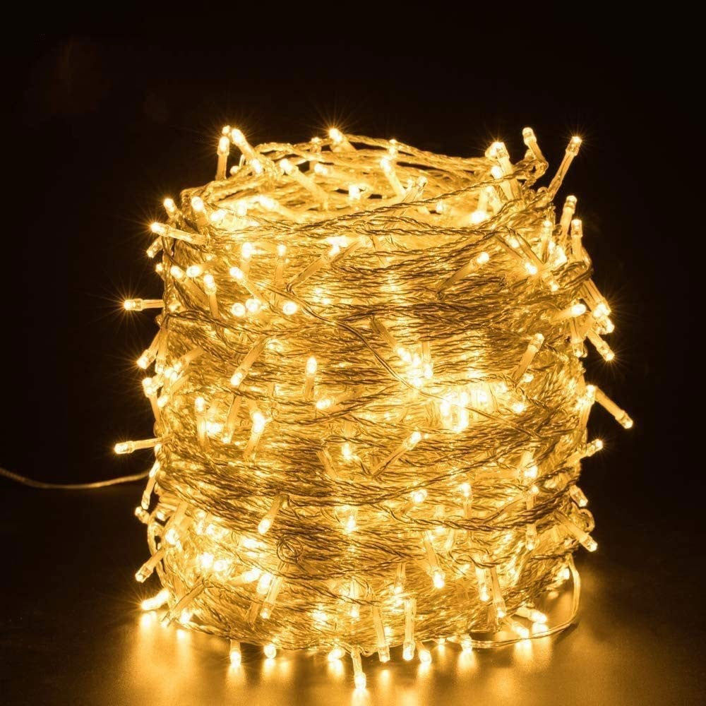 Коледна инсталация Turturi, IP44, 40 M, 1144 LED-а, ресни завеса, топло бяло, 8 светлинни ефекта, 31 V трансформатор, 9 W мощност, свързваем, за вътрешна/външна употреба, 3 M удължителен кабел включен, кабел