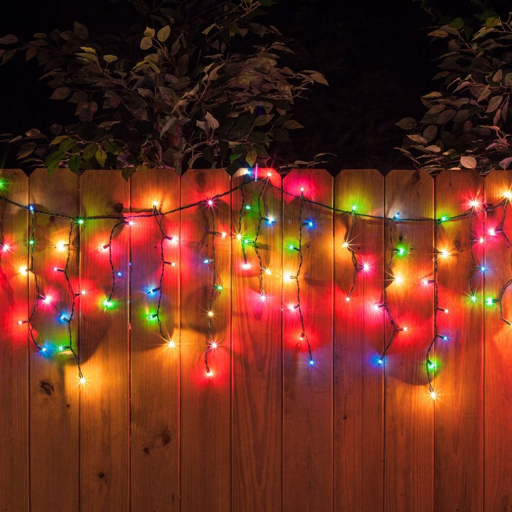 Instalatie Craciun Turturi, Ip44, 40 M, 1144 Led-Uri,Perdea Franjurata, Multicolor, 8 Jocuri De Lumini, Transformator 31 V, Putere 9 W, Interconectabila, Interior/Exterior, Prelungitor 5 M Inclus, Fir