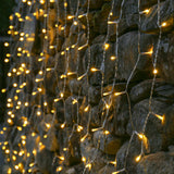 Instalatie Craciun Yoto, Tip Perdea, 5 m x 1 m, 200 LED-uri, Prelungitor 1.5 m, 8 Jocuri de Lumini, Interconectabila, Fir transparent, Interior/Exterior, Alb Cald - vivimall.ro