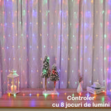 Detaliu plasă LED Yoto multicolor 120 LED-uri, fir transparent, iluminare uniformă