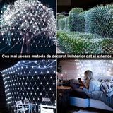 Instalatie Craciun Yoto, Tip Plasa, 1.5 m x 1.5 m, 120 LED-uri, Prelungitor 1.5 m, 8 Jocuri de Lumini, Interconectabila, Fir transparent, Interior/Exterior, Alb Rece - vivimall.ro