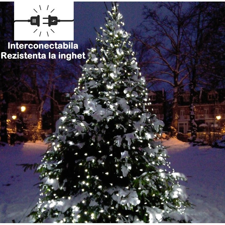 Instalatie Craciun Yoto, Tip Plasa, 1.5 m x 1.5 m, 120 LED-uri, Prelungitor 1.5 m, 8 Jocuri de Lumini, Interconectabila, Fir transparent, Interior/Exterior, Alb Rece - vivimall.ro