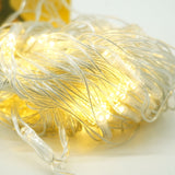 Instalatie Craciun Yoto, Tip Plasa, 1.5 m x 1.5 m, 120 LED-uri, Prelungitor 1.5 m, 8 Jocuri de Lumini, Interconectabila, Fir transparent, Interior/Exterior, Alb Cald - vivimall.ro