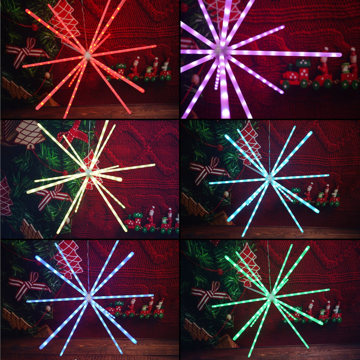 Коледна инсталация, 112 LED осветление, RGB, звездообразно осветление, с трансформатор, меден проводник, за вътрешна/външна употреба