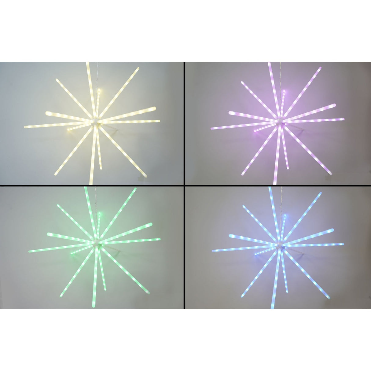 Коледна инсталация, 112 LED осветление, RGB, звездообразно осветление, с трансформатор, меден проводник, за вътрешна/външна употреба