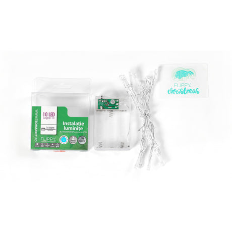 Instalatie de Craciun cu Baterii Tip Liniar, 2 jocuri de lumini, Fir transparent 1 m 10 LED -uri, Albastru - vivimall.ro