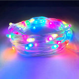 Instalatie de Craciun Yoto, liniara, cu 100 micro LED-uri, 10 m, 220V, conectare la retea, cu 8 jocuri de lumini, interior/exterior, fir transparent, multicolora - vivimall.ro