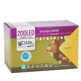 Instalatie de Craciun, Flippy®, Tip Liniara, 14.5 m, 200 LED-uri, Interconectabila, Albastru - vivimall.ro