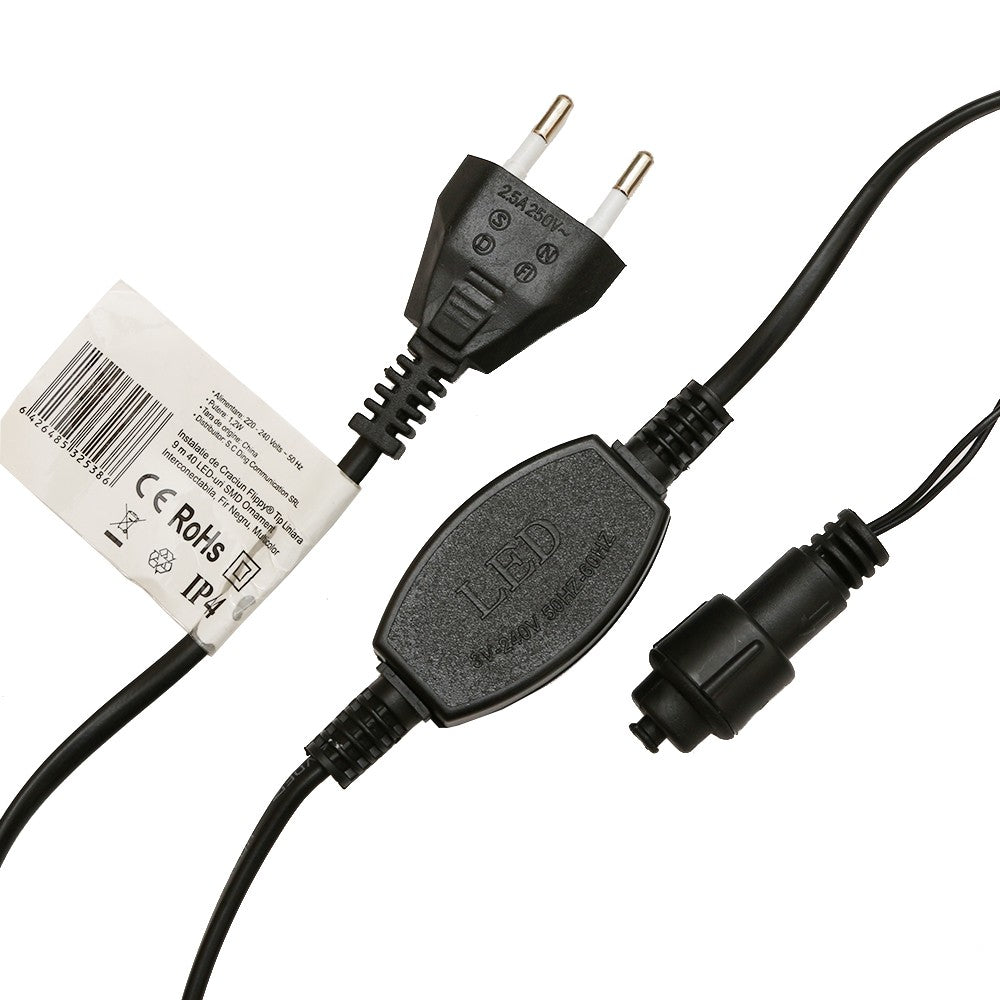 Instalatie de Craciun, Flippy®, Tip Liniara,  9 m, 40 LED-uri, Model Bulb, Interconectabila, Multicolor - vivimall.ro