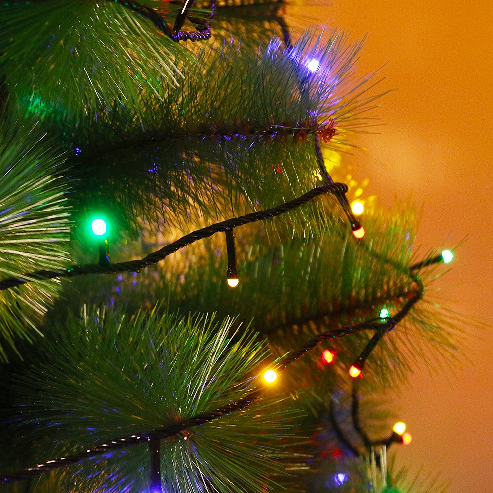 Instalatie de Craciun Flippy® Tip Liniara, Fir Negru, 17 m, 200 LED-uri Mici Rotunde, Interconectabila, Multicolor - vivimall.ro