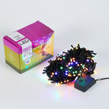 Instalatie de Craciun Flippy® Tip Liniara, Fir Negru, 17 m, 200 LED-uri Mici Rotunde, Interconectabila, Multicolor - vivimall.ro