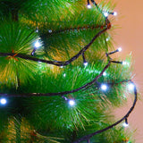 Instalatie de Craciun Flippy® Tip Liniara, Fir Negru, 24 m, 300 LED-uri Mici Rotunde, Interconectabila, Alb Rece - vivimall.ro