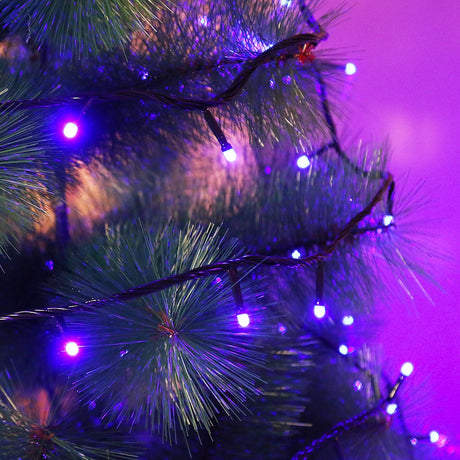 Instalatie de Craciun Flippy® Tip Liniara, Fir Negru, 24 m, 300 LED-uri Mici Rotunde, Interconectabila, Albastru - vivimall.ro