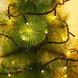 Instalatie de Craciun Flippy® Tip Liniara, Fir Negru, 9 m, 100 LED-uri Hexagonale, Interconectabila, Alb Cald - vivimall.ro