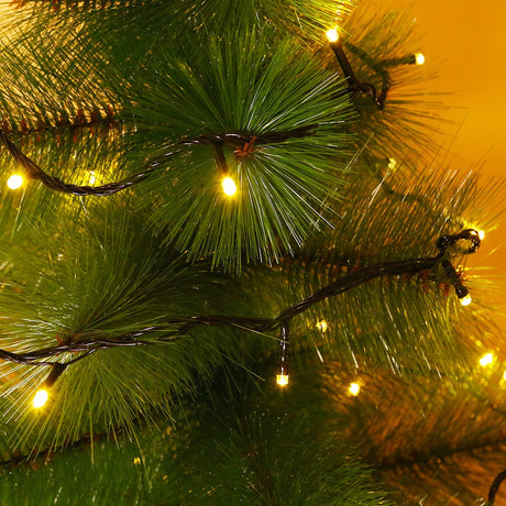 Instalatie de Craciun, Flippy®, Tip Liniara, Fir Negru, 9 m, 100 LED-uri, Interconectabila, Alb Cald - vivimall.ro