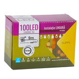 Instalatie de Craciun Flippy® Tip Liniara, Fir Negru, 9 m, 100 LED-uri, Interconectabila, Alb Rece - vivimall.ro