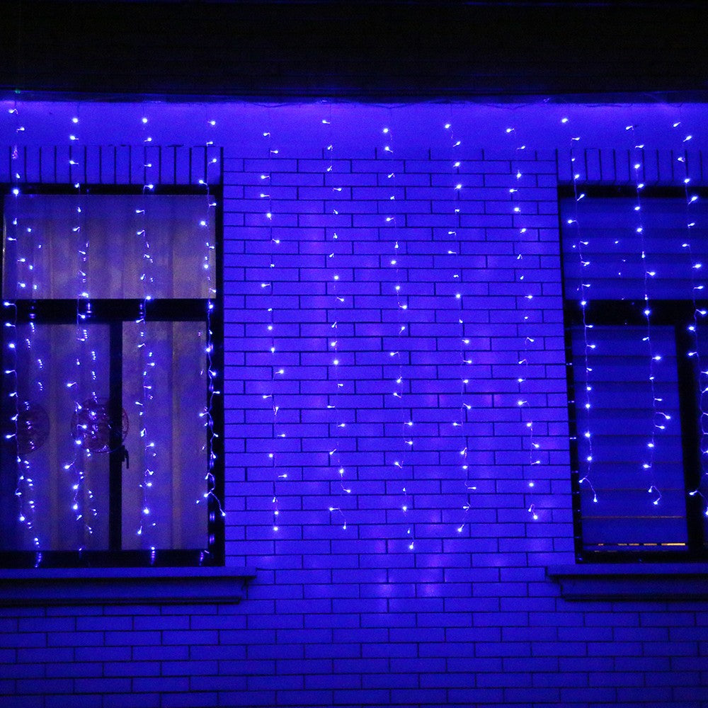 Instalatie de Craciun Flippy® Tip Perdea, 3 x 2 m, 240 LED-uri, Interconectabila, Albastru - vivimall.ro