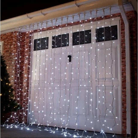 Instalatie de Craciun Flippy® Tip Perdea, 3 x 3 m, 320 LED-uri, Interconectabila, Alb Rece - vivimall.ro