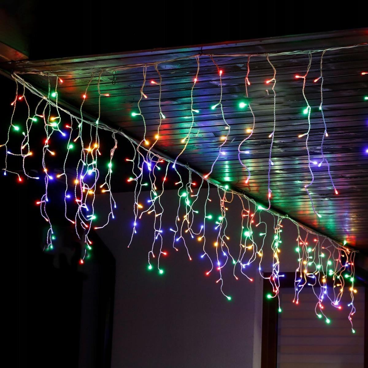 Instalatie de Craciun, Flippy®, Tip Turturi, Sectiune 5 m, 143 LED-uri, 8 Jocuri de Lumini, Fir Alb, Lumina Multicolora, IP44, Interconectabila - vivimall.ro