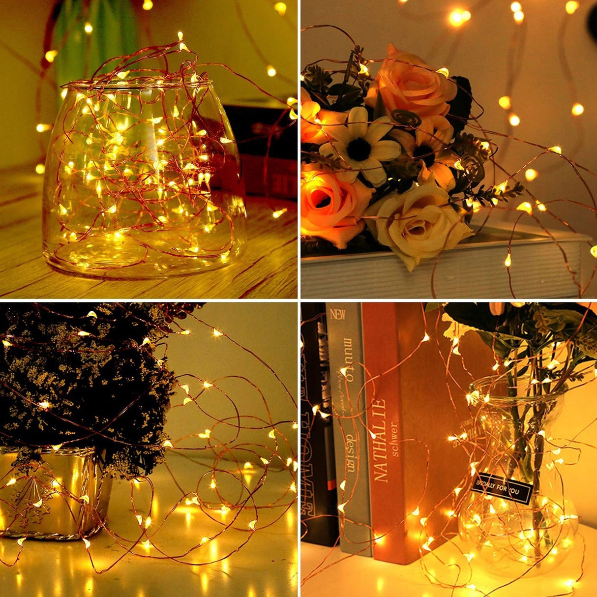 Instalatie de Craciun Liniara, Vivimall®, Tip Liniara, Fir Cupru, 8 Jocuri de Lumini, cu Telecomanda, 5 m, 50 Led-uri, Alimentare USB, 4.5V, Alb Cald