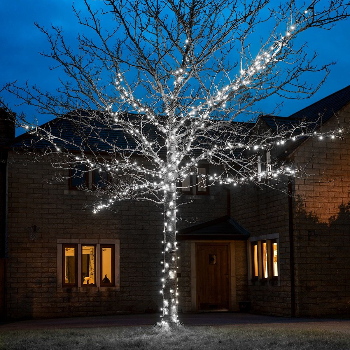 Instalatie De Craciun Liniara Yoto, 22 M, Din Care 1 M Prelungitor 220V, 300 Led, 8 Jocuri De Lumini, Controler, Utilizare Interior/Exterior, Fir, Alb Rece - vivimall.ro