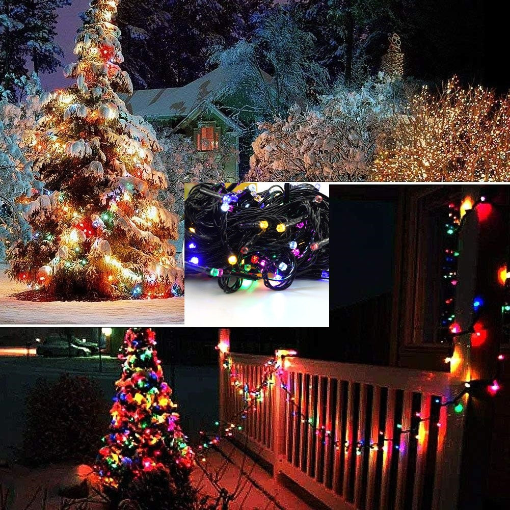 Instalatie de Craciun liniara Yoto, 24 m, din care 1 m cablu priza 220V, 300 LED, 8 jocuri de lumini, beculet in 6 colturi, pentru interior, controler, fir negru, multicolor - vivimall.ro