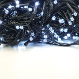 Instalatie de Craciun liniara Yoto, 24 m, din care 1 m cablu priza 220V, 300 LED, 8 jocuri de lumini, beculet in 6 colturi, pentru interior, controler, fir negru, alb rece - vivimall.ro