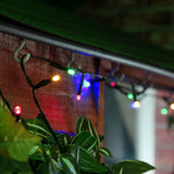 Instalatie de Craciun liniara Yoto, 24 m, din care 1 m cablu priza 220V, 300 LED, 8 jocuri de lumini, controler, fir negru, multicolor - vivimall.ro