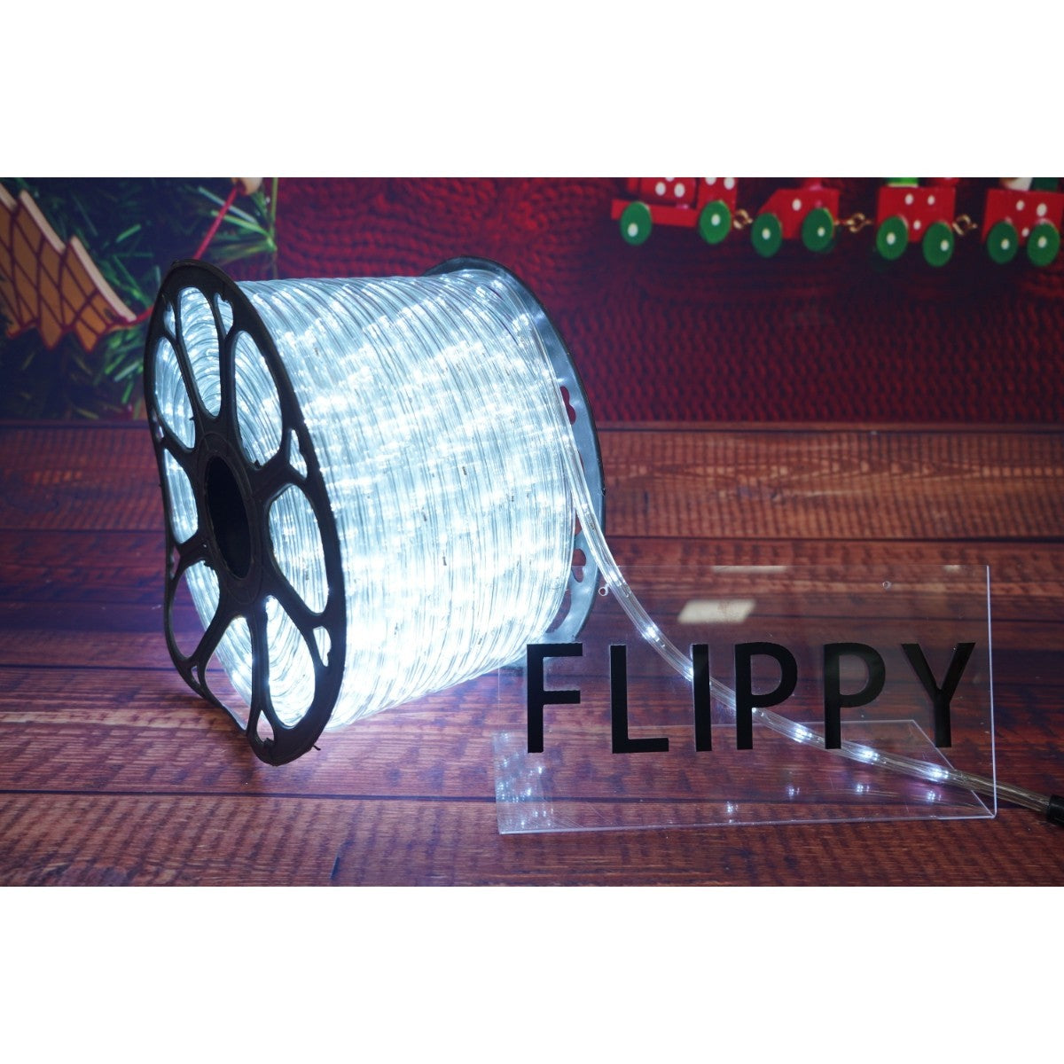 Instalatie de Craciun, Flippy®, Sectiune 100 m, Tip Furtun LED, Fara Transformator, IP44, 2400 LED-uri, Alb Rece - vivimall.ro