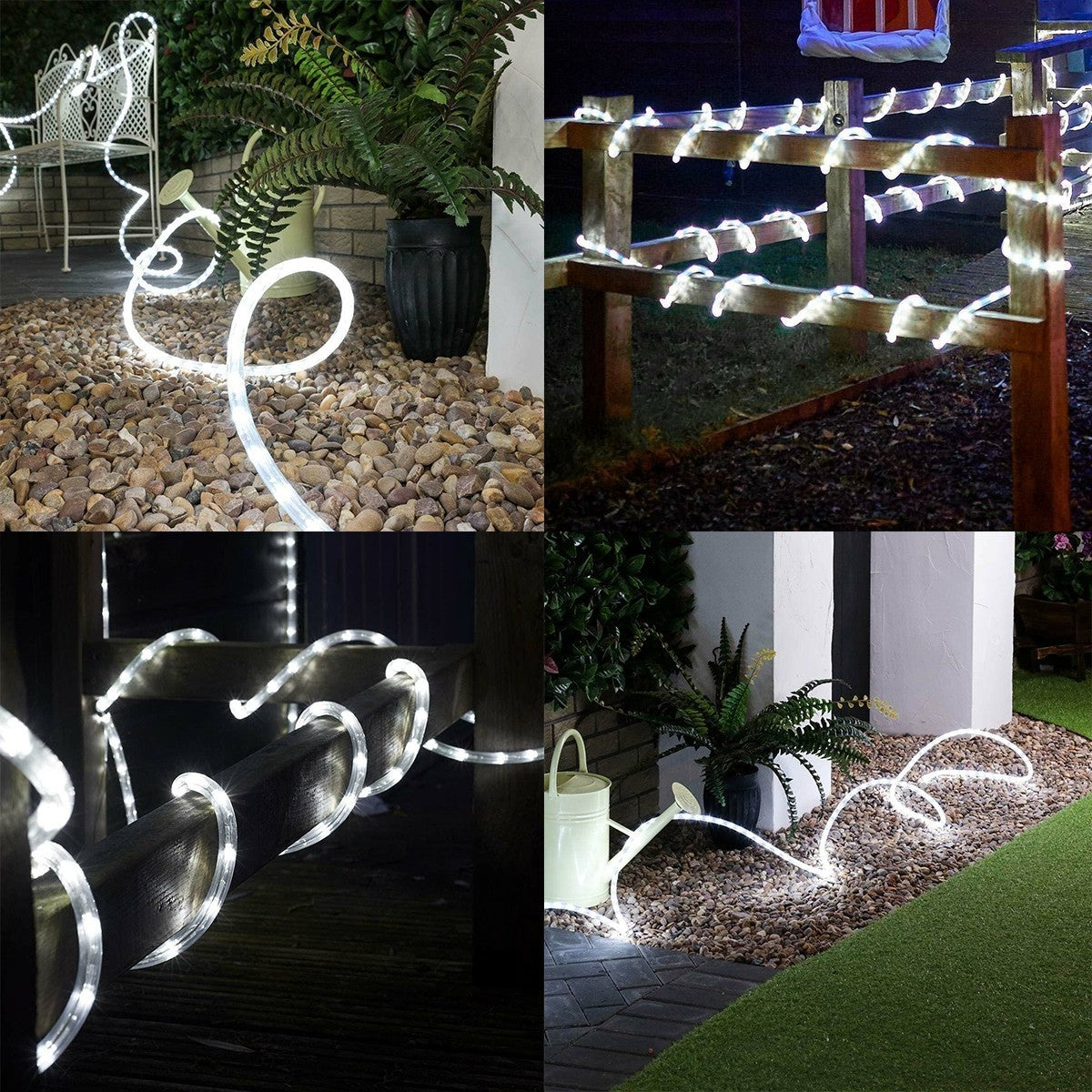 Instalatie de Craciun, Flippy®, Sectiune 100 m, Tip Furtun LED, Fara Transformator, IP44, 2400 LED-uri, Alb Rece - vivimall.ro